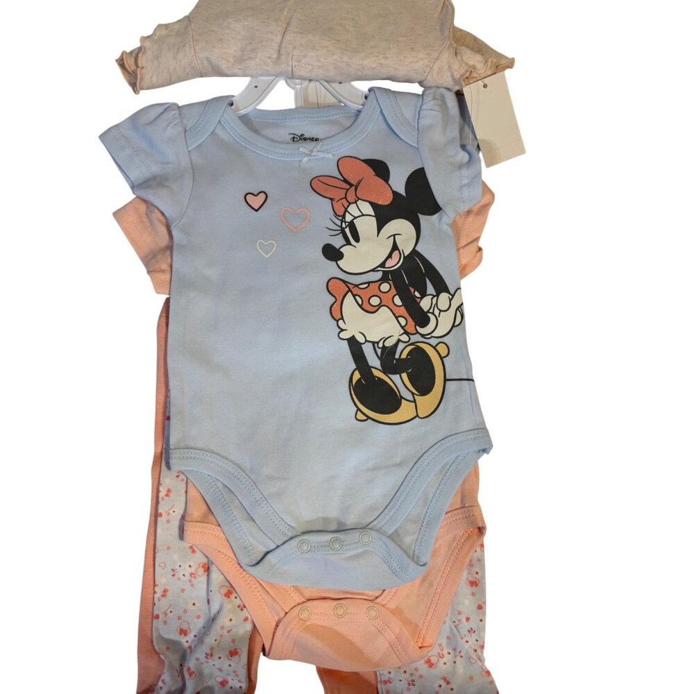 Disney Baby Minnie Mouse 5-Piece Baby Girl Outfit Set Bodysuits/Pants Size 18M - Picture 5 of 9